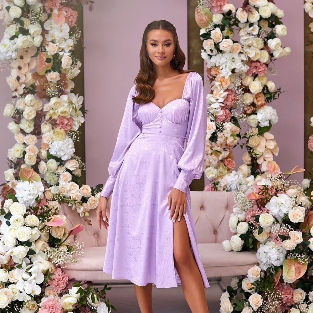 Alamour Size Small Lilac Lydia Midi Dress Satin Gown
